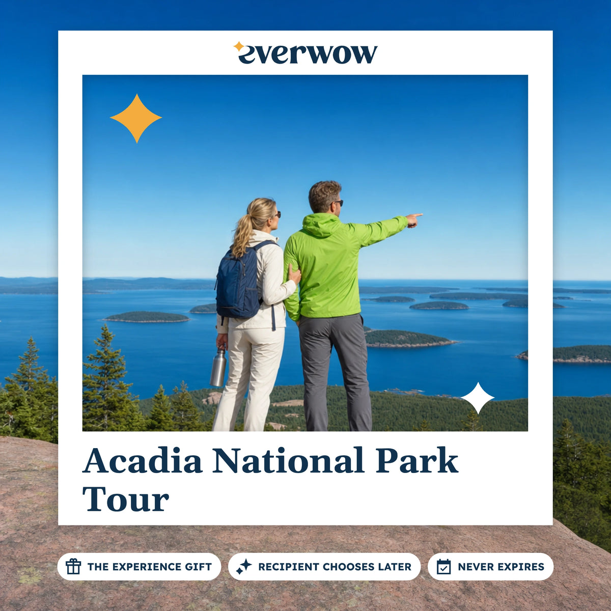 Everwow Acadia National Park Tour experience gift photo in a frame, coastal summit view