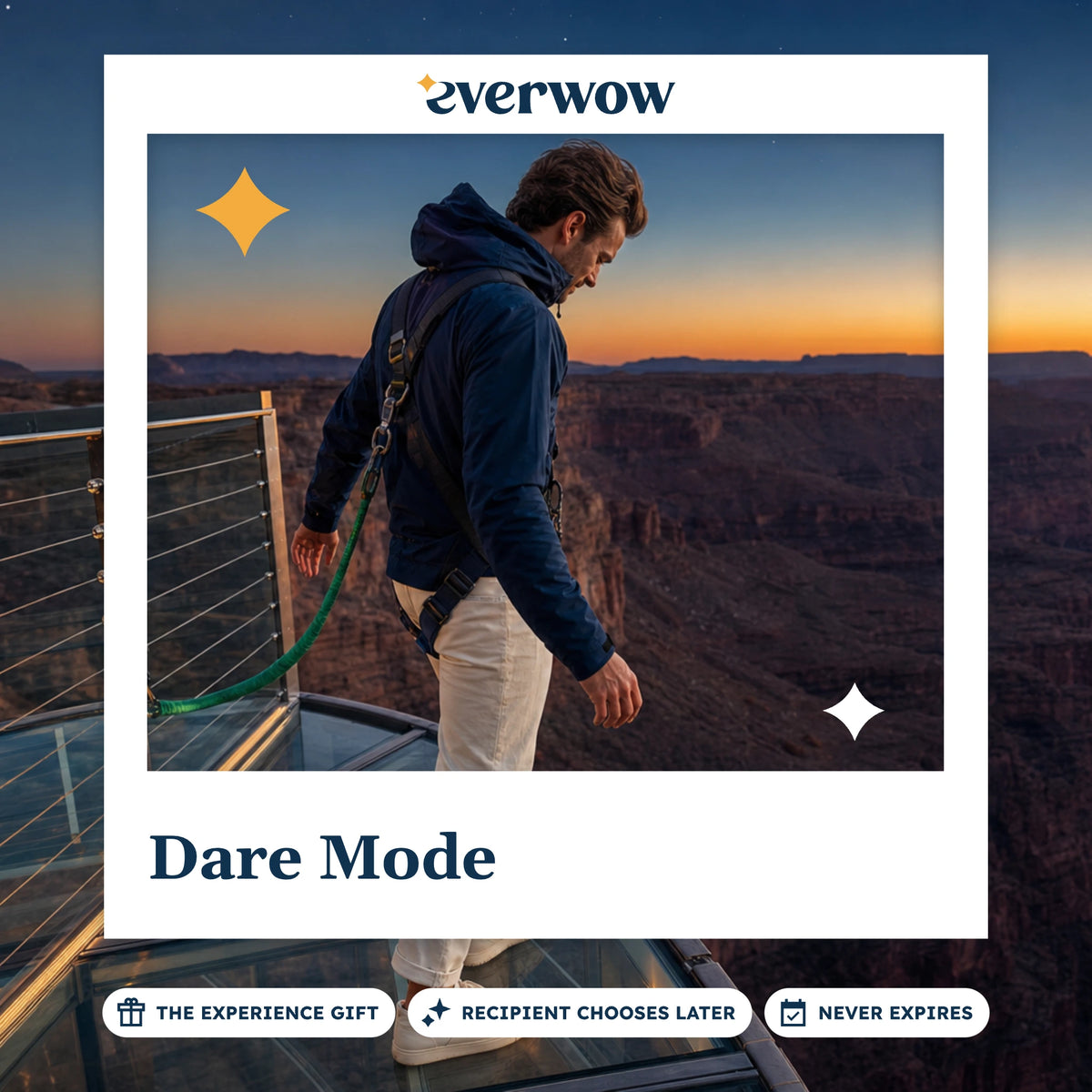 Everwow Dare Mode experience gift photo in a frame, skywalk over a canyon
