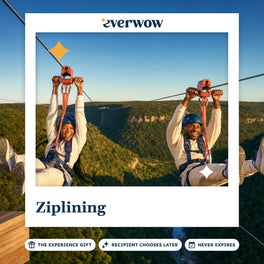 Everwow Ziplining experience gift photo in a frame, friends on forest ziplines