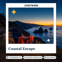 Everwow Coastal Escape experience gift photo in a frame, chair on a dusk bluff