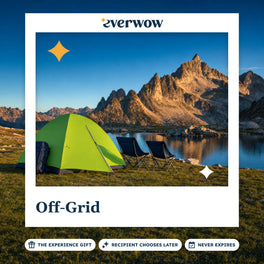 Everwow Off-Grid experience gift photo in a frame, tent on an alpine plateau