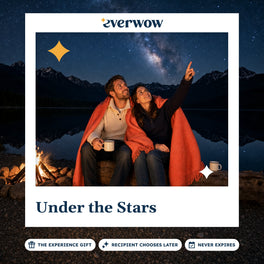 Everwow Under the Stars experience gift photo in a frame, lakeside campfire under stars