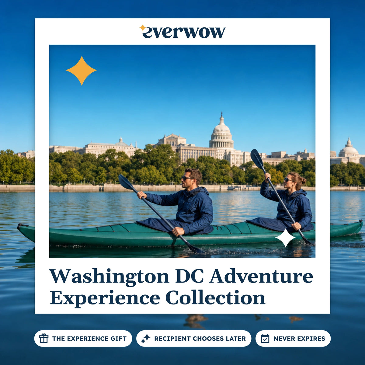 Everwow Washington DC Adventure Experience Collection experience gift photo in a frame, couple kayaking