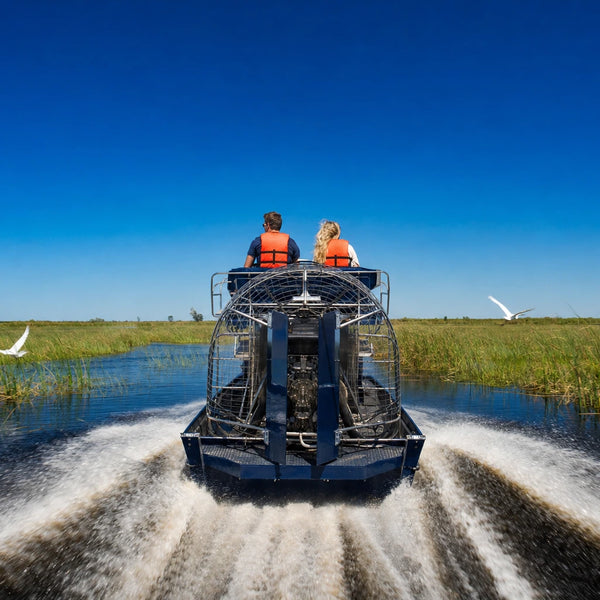 Airboat skimming a sawgrass marsh as herons lift off, Airboat Tours Experience Collection experience gift