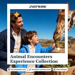 Everwow Animal Encounters Experience Collection experience gift photo in a frame, child feeding a giraffe