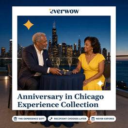 Everwow Anniversary in Chicago experience gift photo in a frame, rooftop dinner at dusk