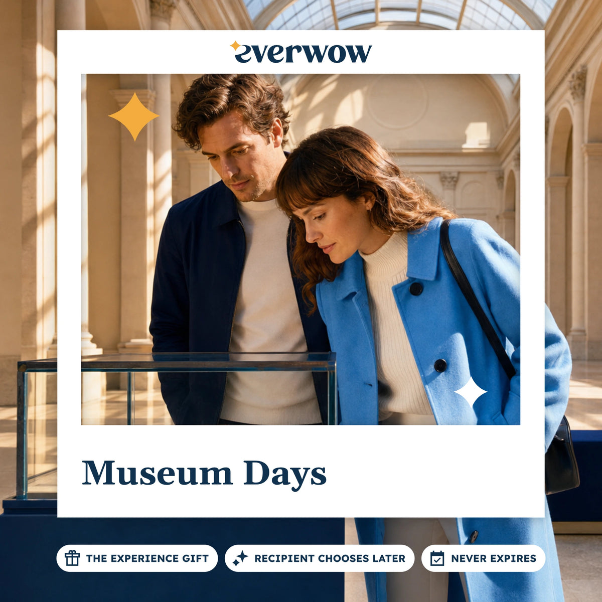 Everwow Museum Days experience gift photo in a frame, studying a museum exhibit