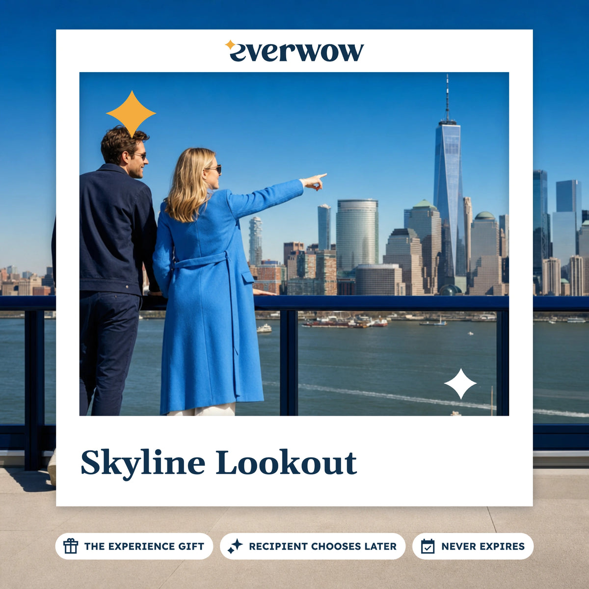 Everwow Skyline Lookout experience gift photo in a frame, rooftop deck city view