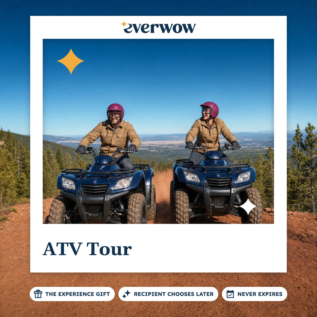 Everwow ATV Tour experience gift photo in a frame, dusty forest ridge ride