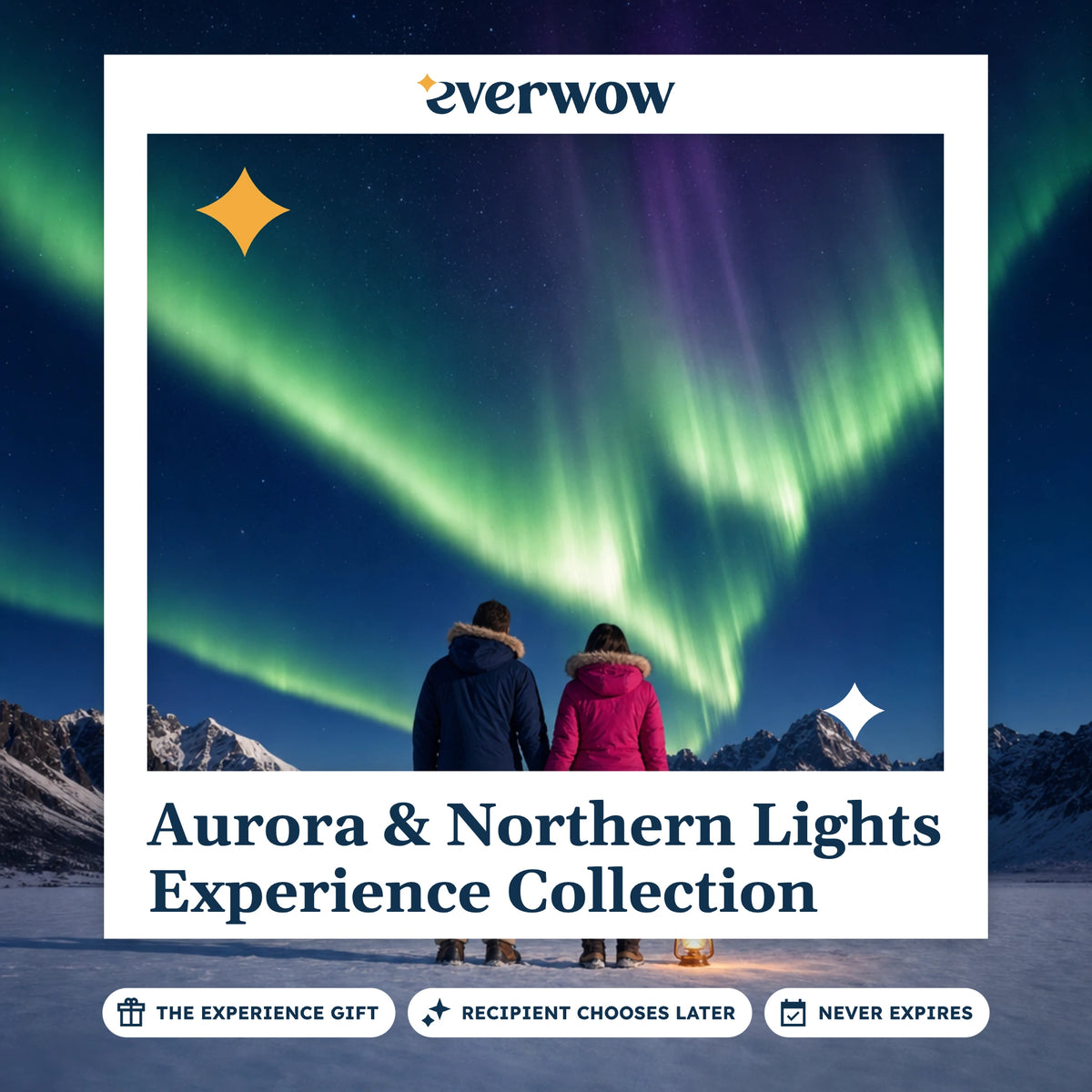Everwow Aurora & Northern Lights Experience Collection experience gift photo in a frame, snowfield aurora