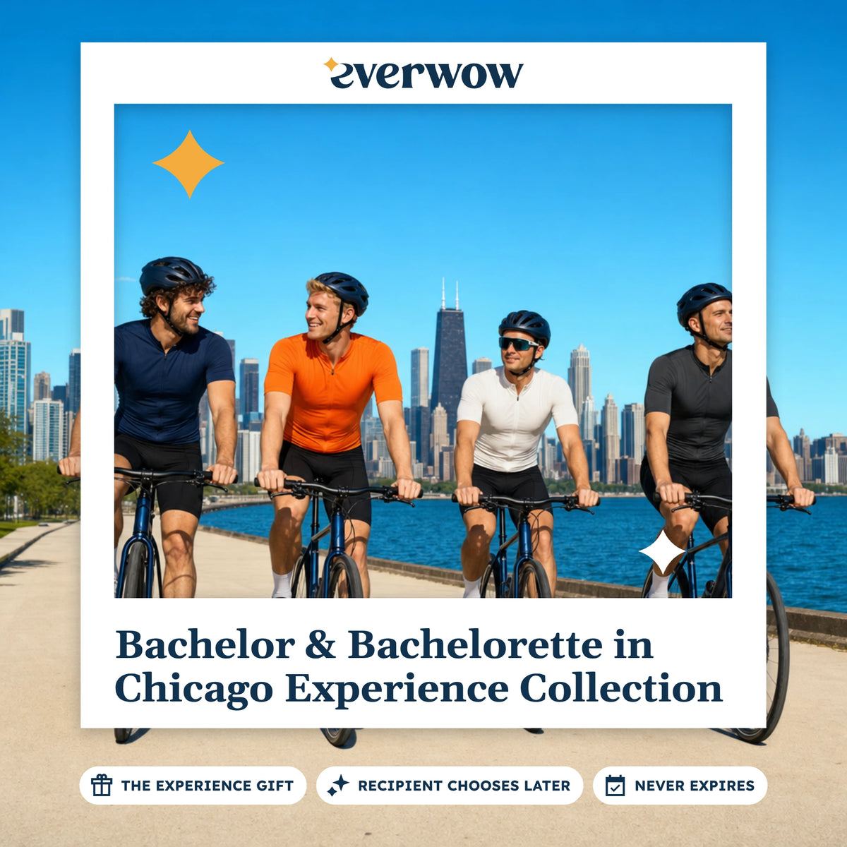 Everwow Bachelor & Bachelorette in Chicago experience gift photo in a frame, lakefront bike ride