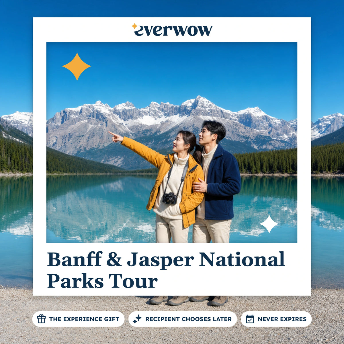 Everwow Banff & Jasper National Parks Tour experience gift photo in a frame, turquoise lake view
