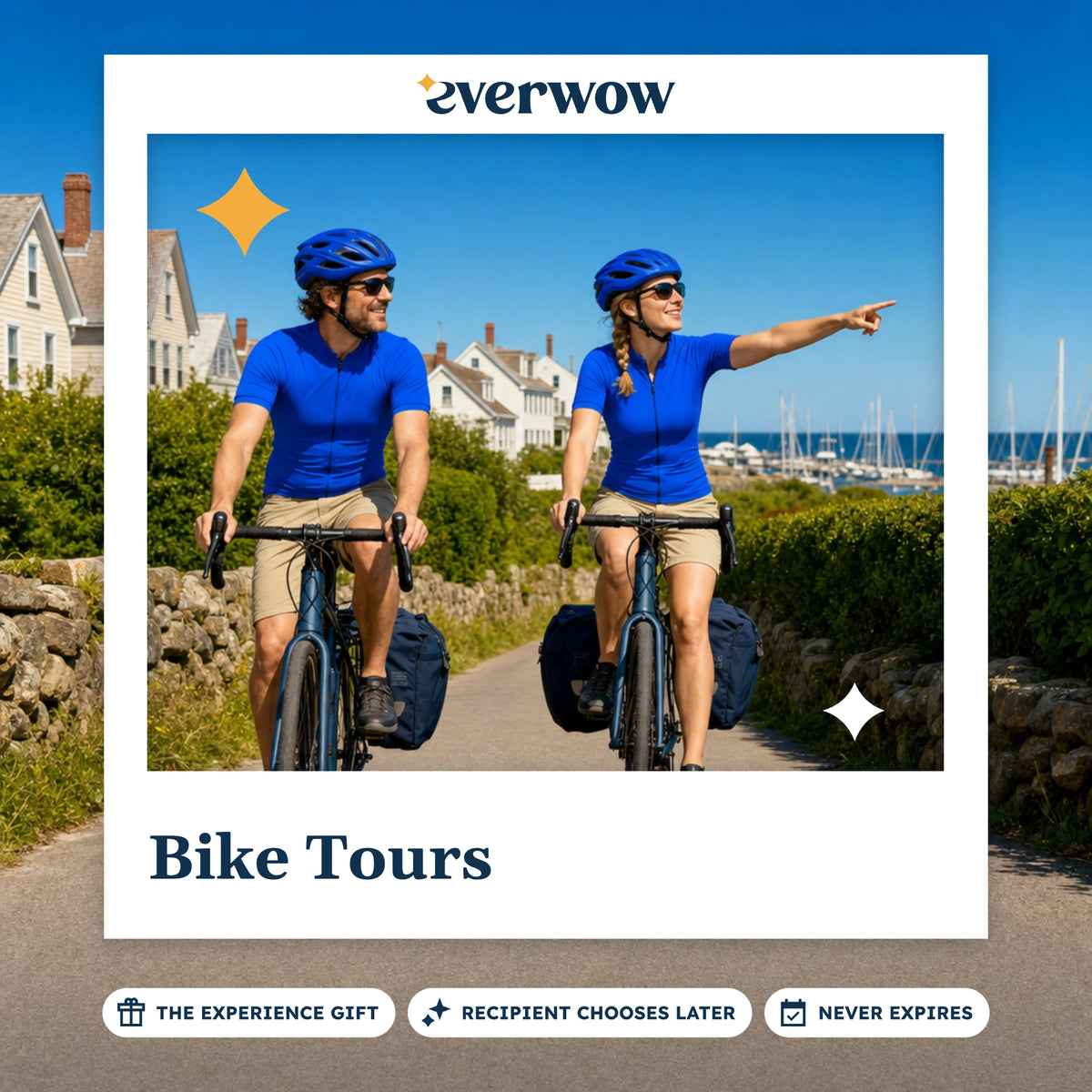 Everwow Bike Tours experience gift photo in a frame, coastal lane cycling
