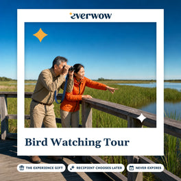 Everwow Bird Watching Tour experience gift photo in a frame, birders on a marsh boardwalk