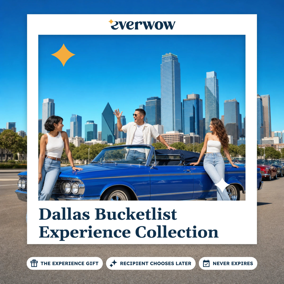 Everwow Dallas Bucketlist experience gift photo in a frame, vintage car cruise-in