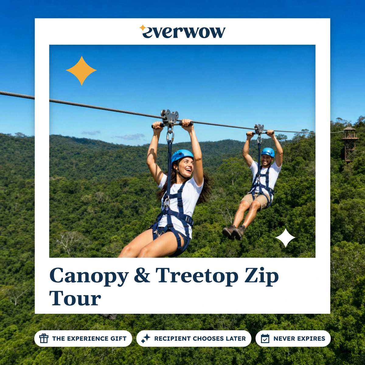 Everwow Canopy & Treetop Zip Tour experience gift photo in a frame, zipline over the canopy