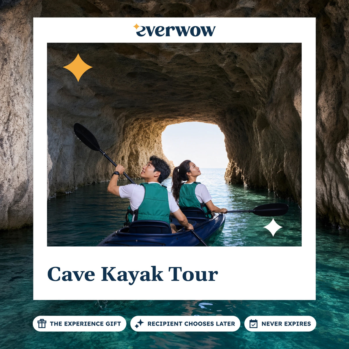 Everwow Cave Kayak Tour experience gift photo in a frame, sea cave paddle