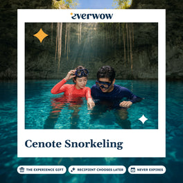 Everwow Cenote Snorkeling experience gift photo in a frame, sunlit cenote swim