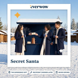Everwow Secret Santa experience gift photo in a frame, cocoa at a snowy market