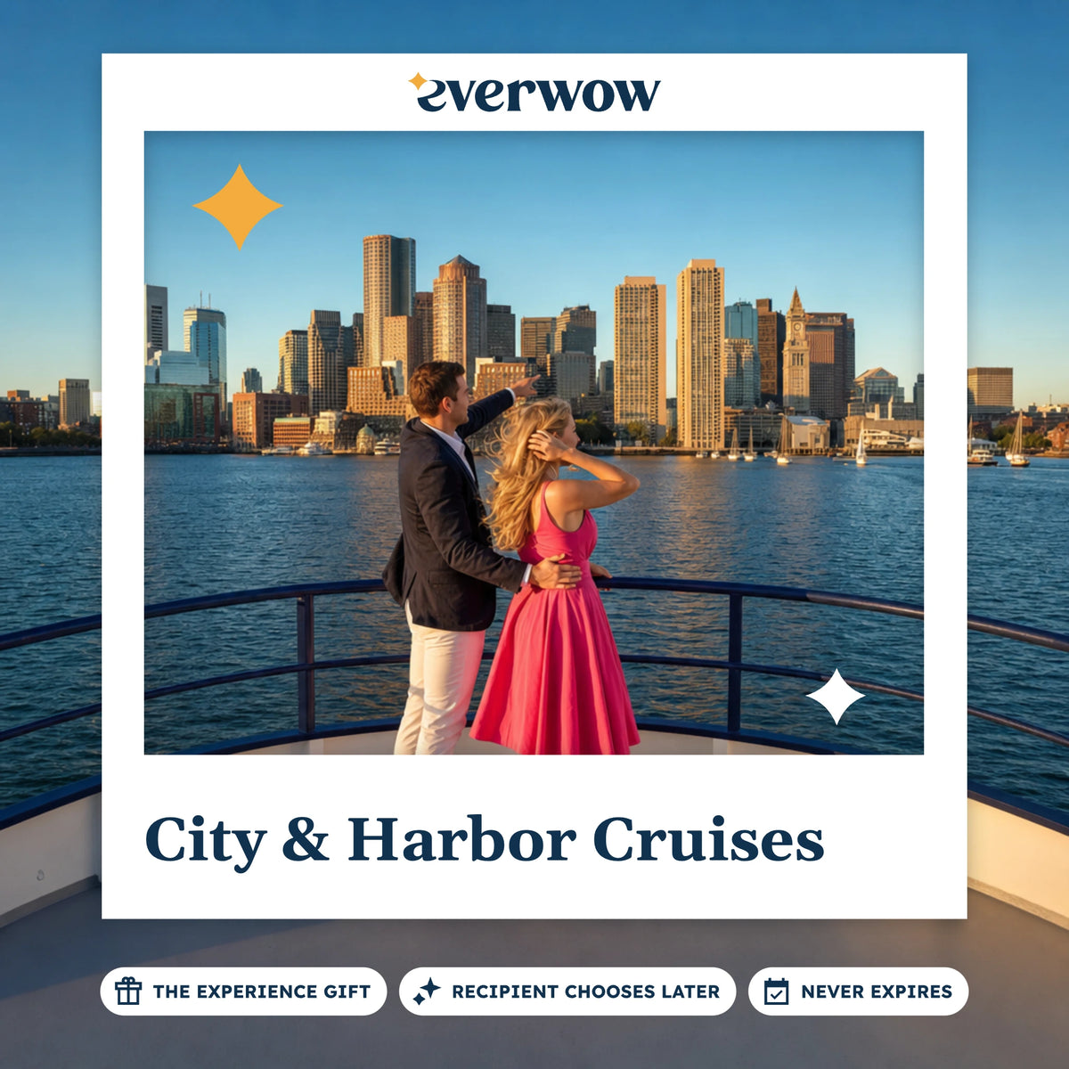 Everwow City & Harbor Cruises experience gift photo in a frame, skyline from the water