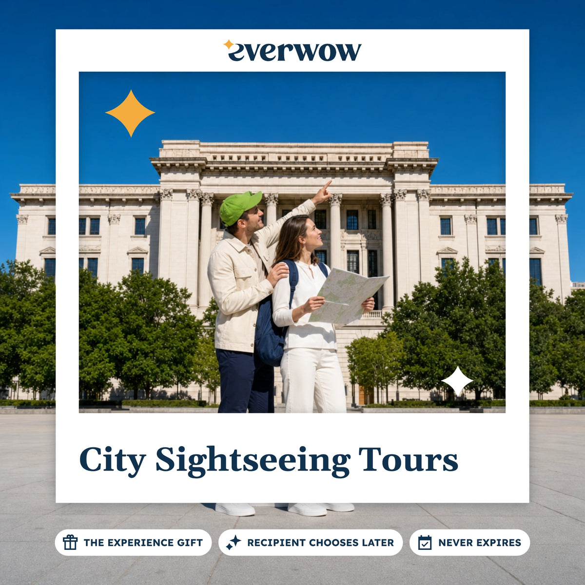 Everwow City Sightseeing Tours experience gift photo in a frame, landmark plaza stop