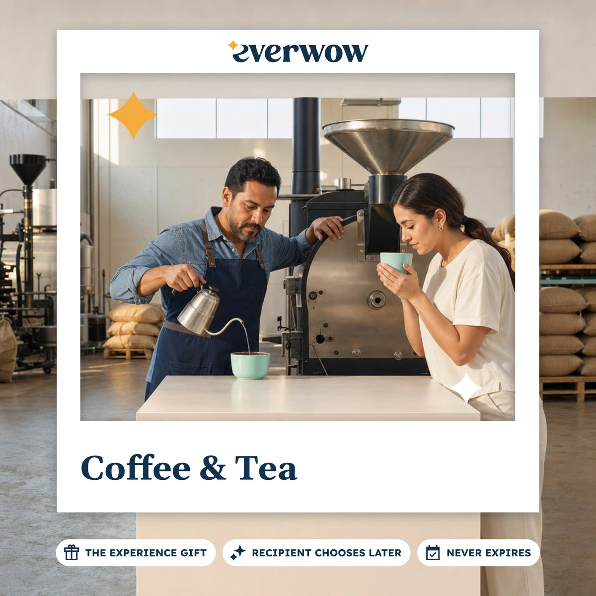 Everwow Coffee & Tea experience gift photo in a frame, roastery cupping session