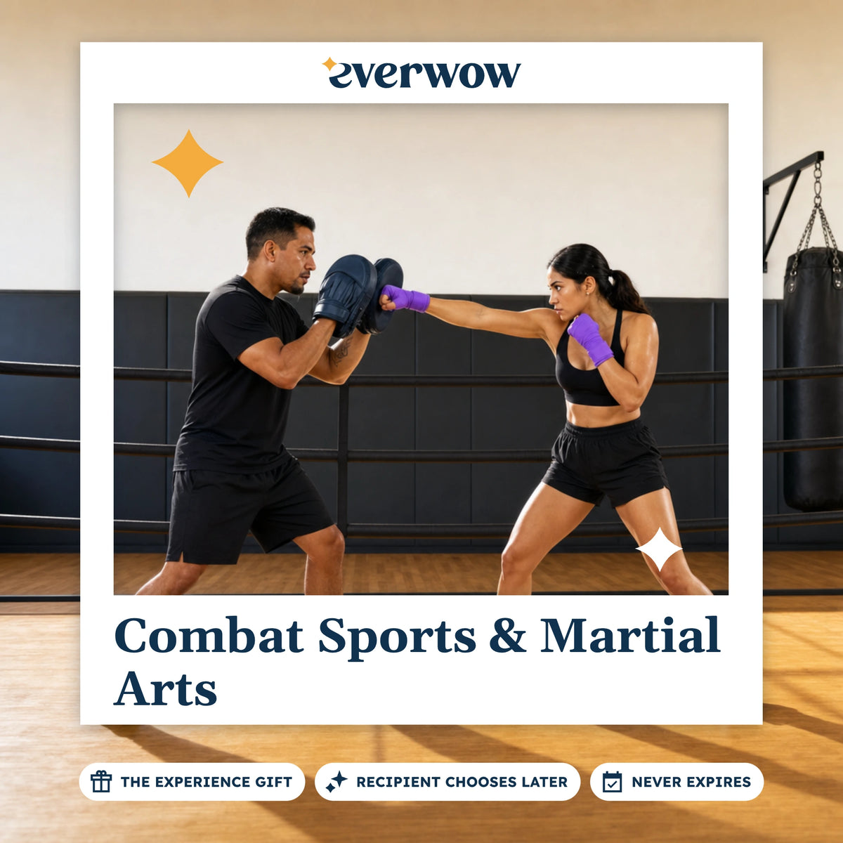 Everwow Combat Sports & Martial Arts experience gift photo in a frame, mitt work in the gym