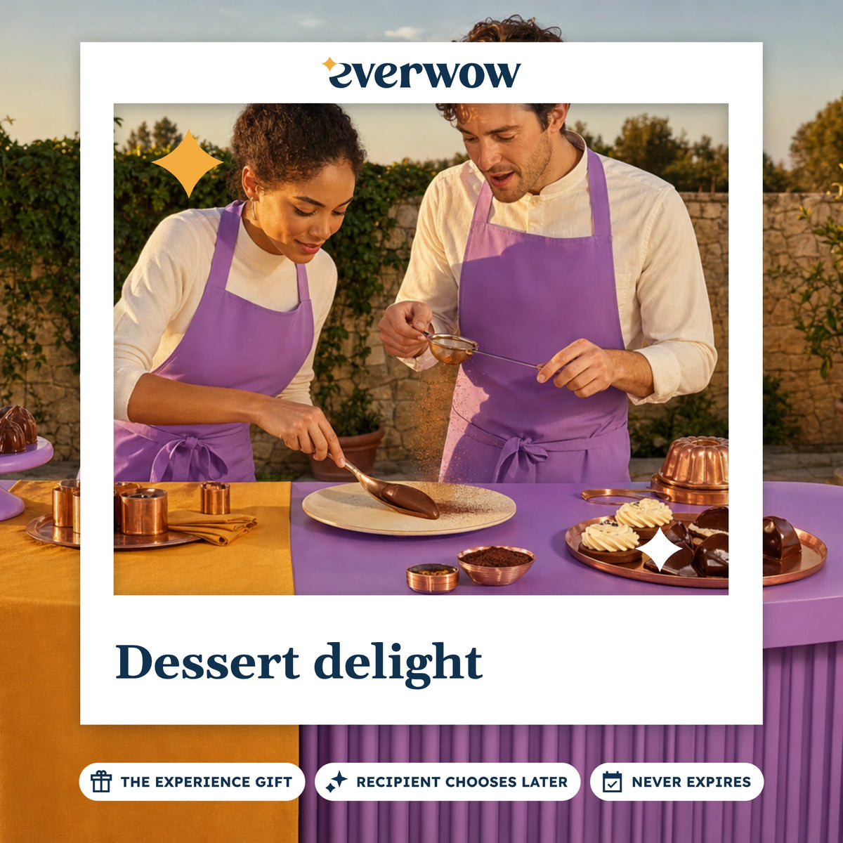 Everwow Dessert delight experience gift photo in a frame, plating a layered dessert