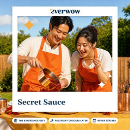 Everwow Secret Sauce experience gift photo in a frame, tasting sauce at the stove