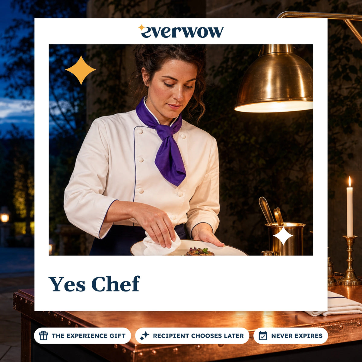 Everwow Yes Chef experience gift photo in a frame, chef searing a fillet