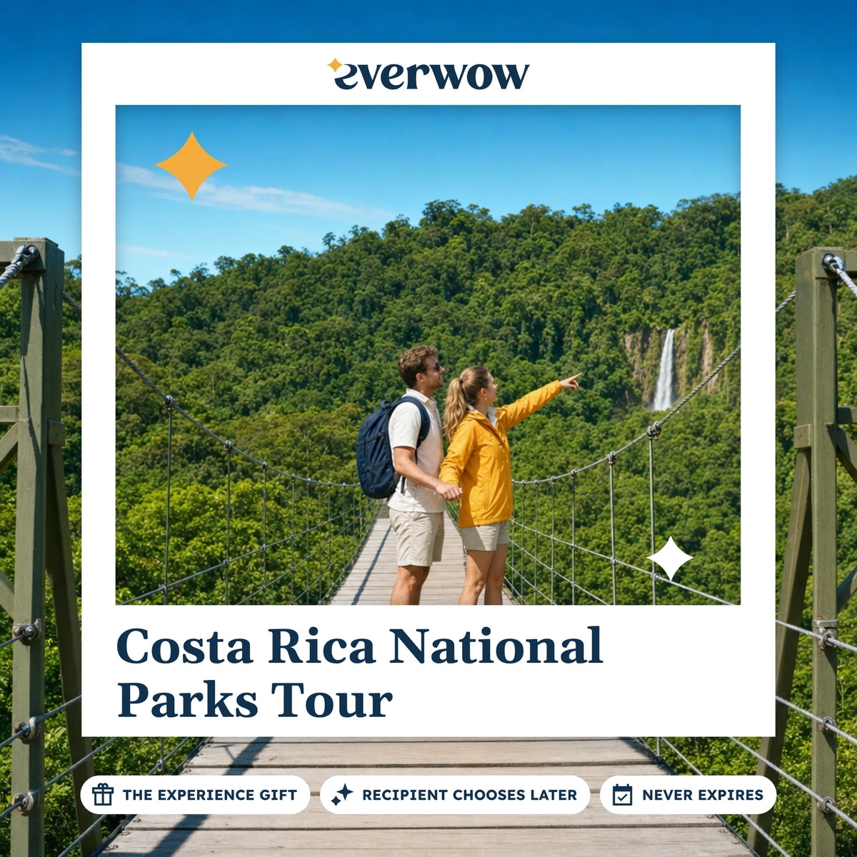 Everwow Costa Rica National Parks Tour experience gift photo in a frame, rainforest bridge