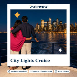Everwow City Lights Cruise experience gift photo in a frame, night harbor skyline
