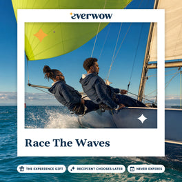 Everwow Race The Waves experience gift photo in a frame, sailors racing a sloop