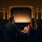 Couple in velvet theater seats as the curtain rises, Date Night in Los Angeles experience gift