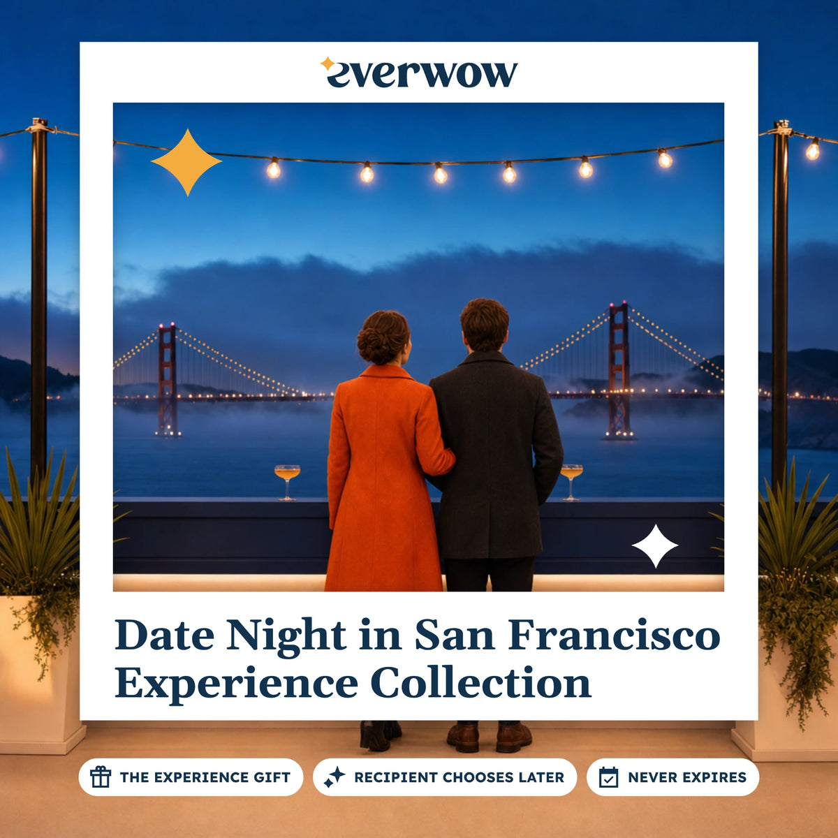 Everwow Date Night in San Francisco Experience Collection experience gift photo in a frame, couple above the fog