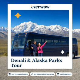 Everwow Denali & Alaska Parks Tour experience gift photo in a frame, couple viewing a snowy peak