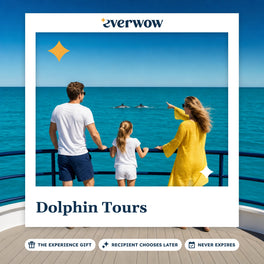 Everwow Dolphin Tours experience gift photo in a frame, family spotting dolphins from a boat