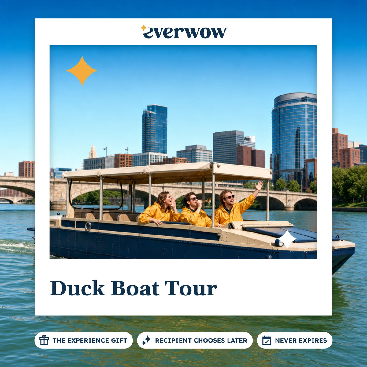 Everwow Duck Boat Tour experience gift photo in a frame, duck boat on the river