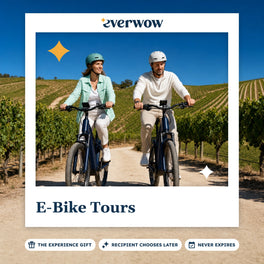 Everwow E-Bike Tours experience gift photo in a frame, couple cycling through vineyards