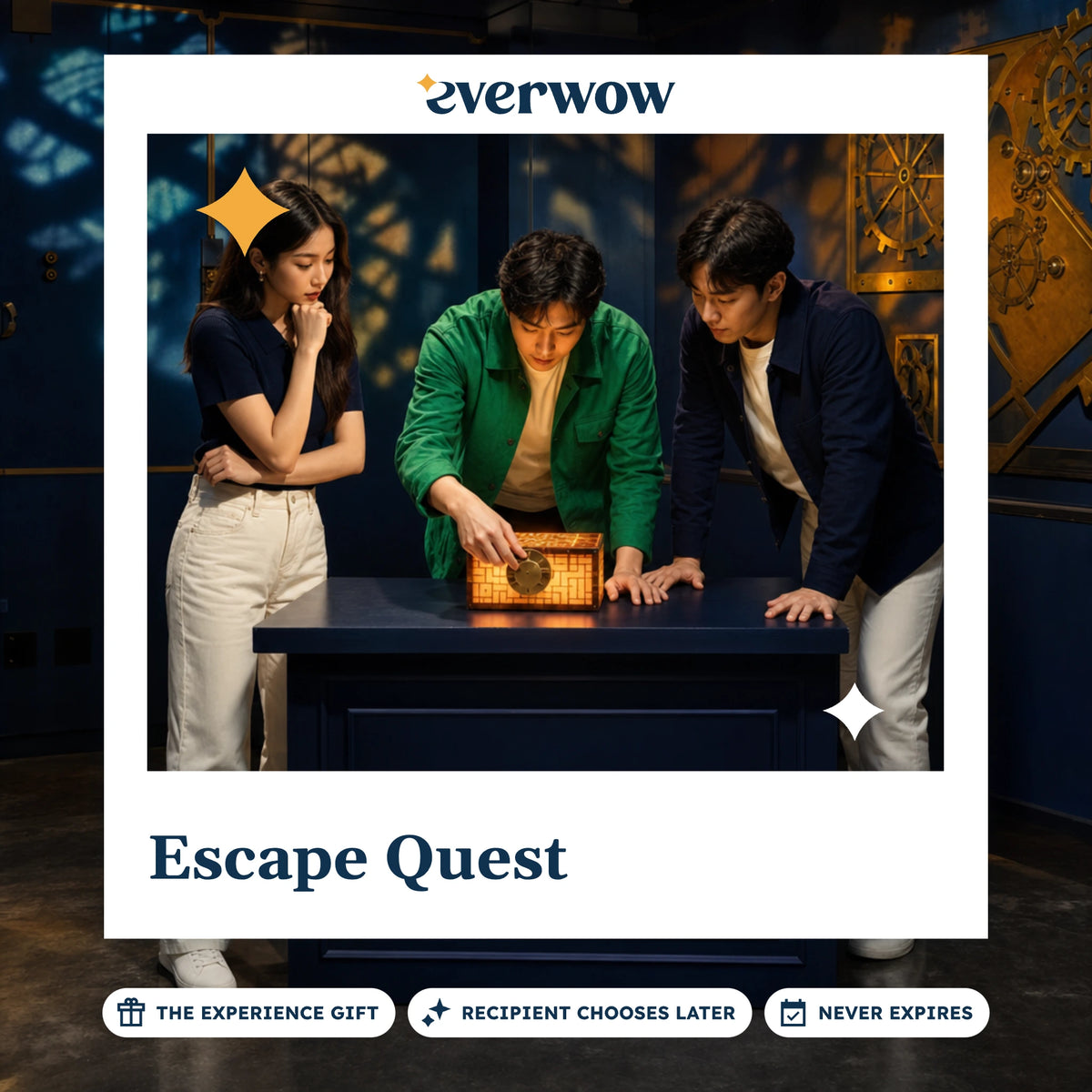 Everwow Escape Quest experience gift photo in a frame, escape room puzzle box