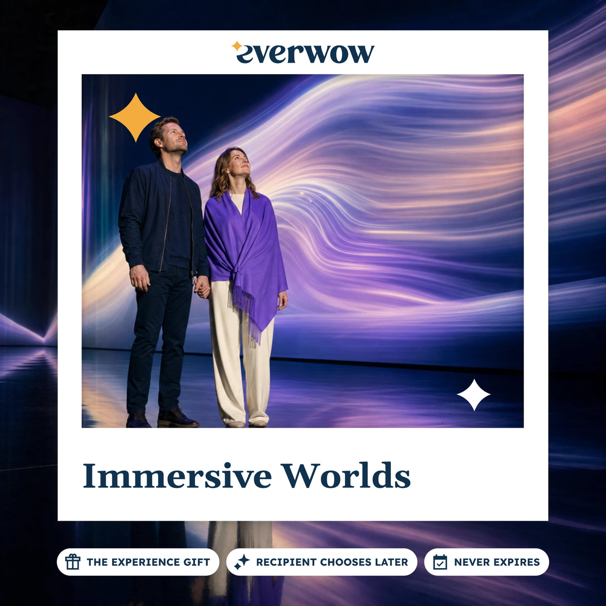 Everwow Immersive Worlds experience gift photo in a frame, couple in a projection hall