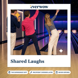 Everwow Shared Laughs experience gift photo in a frame, friends bowling under neon