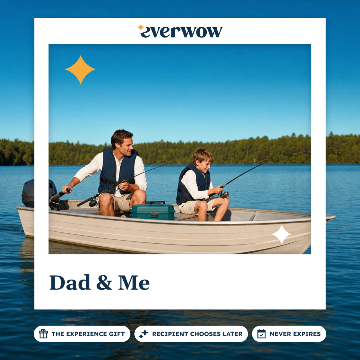 Everwow Dad & Me experience gift photo in a frame, father and son fishing