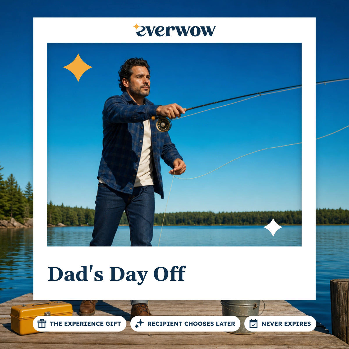 Everwow Dad's Day Off experience gift photo in a frame, fishing from a charter boat