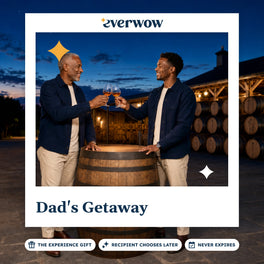 Everwow Dad's Getaway experience gift photo in a frame, bourbon toast at a distillery