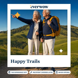 Everwow Happy Trails experience gift photo in a frame, grandparents hiking a trail