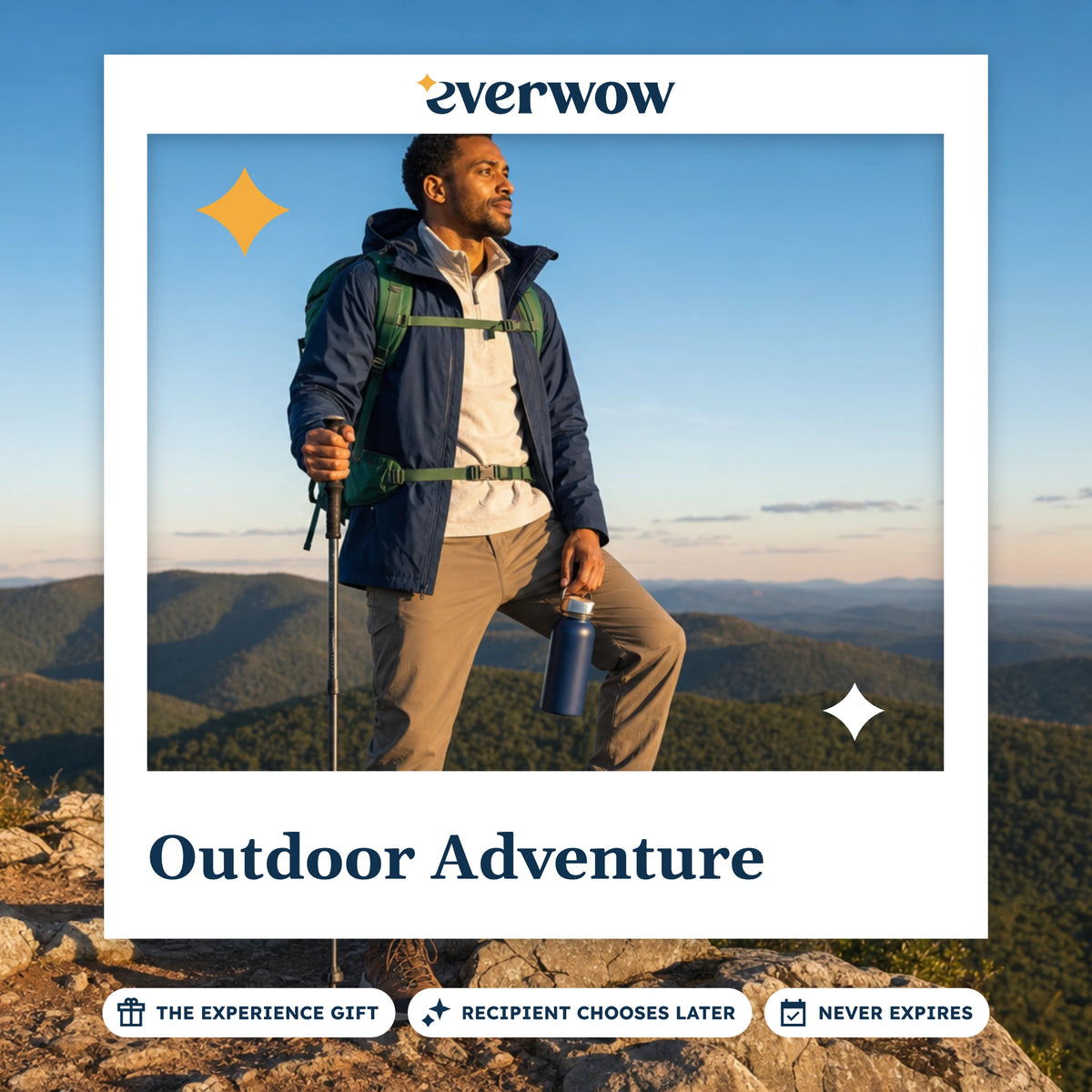 Everwow Outdoor Adventure experience gift photo in a frame, hiker on a ridge
