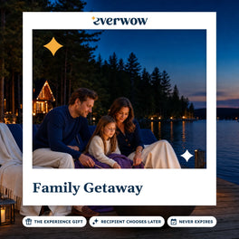 Everwow Family Getaway experience gift photo in a frame, marshmallows by the fire