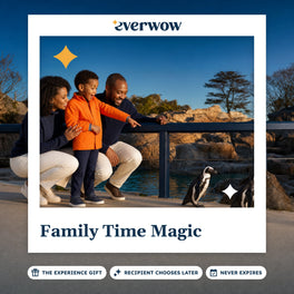 Everwow Family Time Magic experience gift photo in a frame, family watching zoo penguins