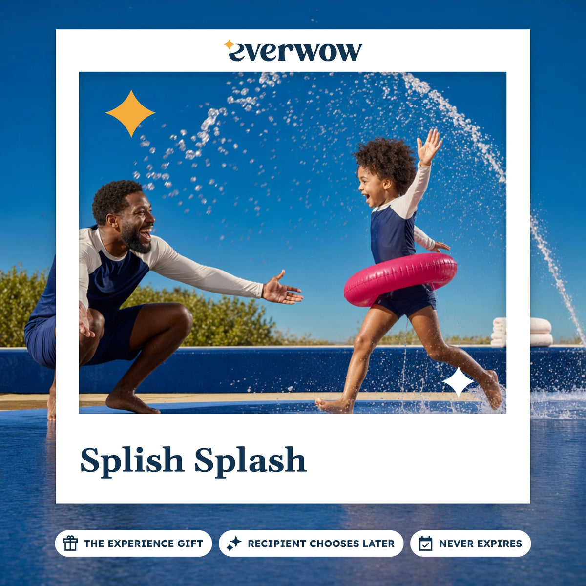 Everwow Splish Splash experience gift photo in a frame, child at a splash pad